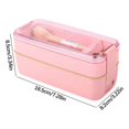 thumbnail image 2 of Fridja Summer Savings Wheatss Straw Lunch Box Transparent Lid Double Layer Plastic Lunch Boxes, 2 of 2
