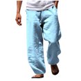thumbnail image 2 of RKSTN Men Cotton Pants Men's Fall Cuffed Pants Multi Pocket Tether Solid Trousers Relaxation Length Pants Full Length Pants, 2 of 3