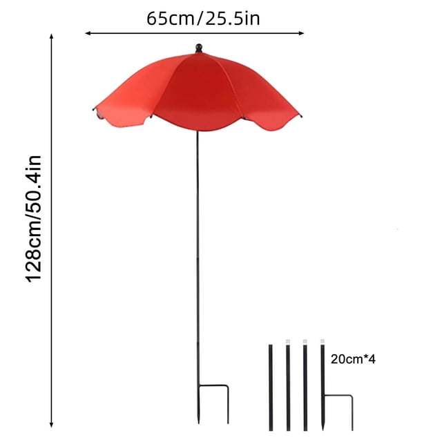 Large Garden Parasol with Plant Stake for Outdoor Potted Plants, Sun Shade and Rain Protection Umbrella, Durable Metal Frame and Rubberized Cloth Cover, Easy Installation and Decorative Garden Accent