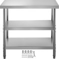 thumbnail image 1 of VEVOR Table de Préparation des Aliments d'Extérieur, Table Commerciale en Acier Inoxydable 24x14x33 Po, 2 Tables de Préparation de BBQ sous Tablette Réglables, Table de Travail de Cuisine Robuste, pour Garage, Maison, Entrepôt et Cuisine Argent, 1 of 9