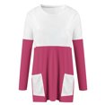 thumbnail image 4 of Diufon Fall Tunics for Women Trendy Color Block Blouses Round Neck Long Sleeve Tops with Pockets, 4 of 4
