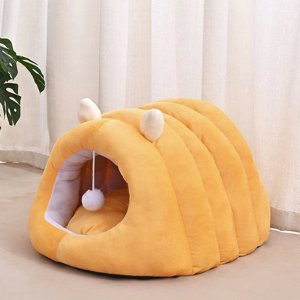 Uscallm Winter Pet Bed Heated Cat Bed Dog Bed for Cold Weather Indoor Use Fluffy Plush Calming Anti-Anxiety Cuddler Bed Removable Cushion Washable Cover