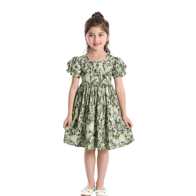 DuoJiaJ Robe à Manches Courtes pour Tout-Petites Filles, Imprimé Léopard, Fête des Fêtes, Robe de Danse, Vêtements, Taille 3-4 Ans