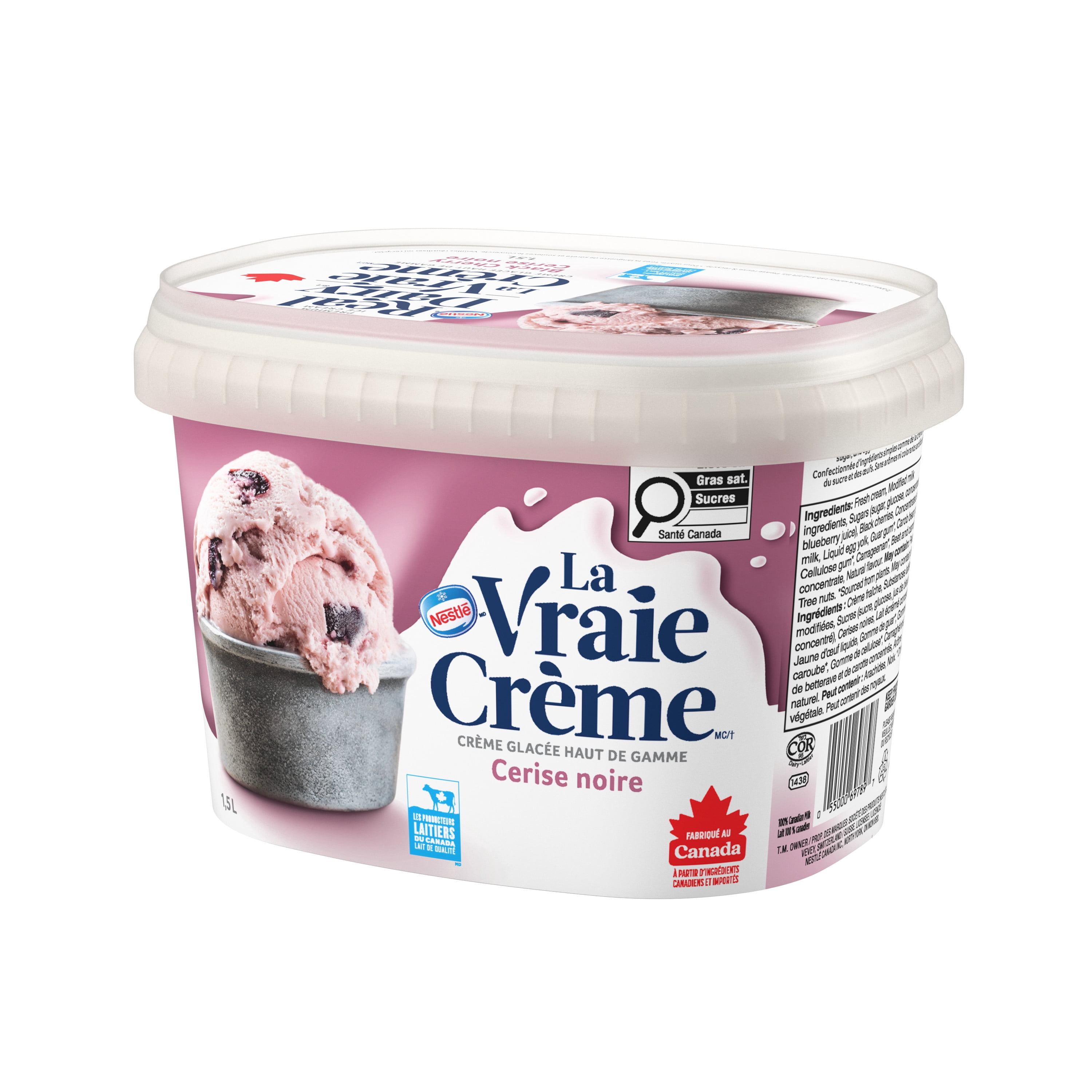 REAL DAIRY Crème Glacée Haut De Gamme Cerise Noire 1,5 L