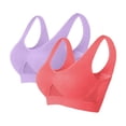 thumbnail image 1 of Virmaxy 2PC Womens Wireless Bra Gathering Breathable Underwear Everyday Bra 2PC Printing Gathered Together Large Size Daily Bra Underwear No Rims Purple-2 S, 1 of 2