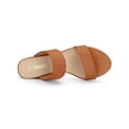 thumbnail image 4 of BLISSFUL STEP Women's Shoes Dual Straps Mid Chunky Heel Slide Sandals Orange 7.5, 4 of 7