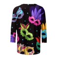 thumbnail image 5 of Outfmvch Chemises Mardi Gras pour Femmes, Manches 3/4 Hauts pour Femmes, Tenue Mardi Gras pour Femmes, Blouses pour Femmes, Hauts d'Entraînement pour Femmes, Tunique Graphique de Carnaval Manches 3/4 Col Rond Blouse Gris Foncé m, 5 of 5