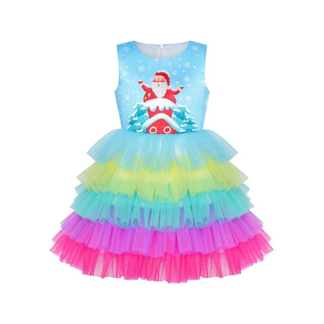 Girls Dress Christmas Santa Chimney Holiday New Year Party 3 Years