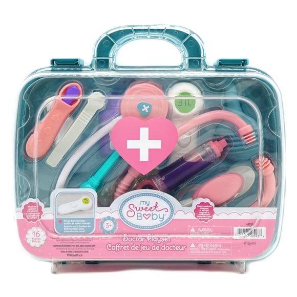 My Sweet Baby Doctor Kit Case for Baby Dolls, 16 Pieces Included, Pink, Blue, White Multicolor