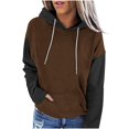thumbnail image 1 of MeetoTime Women's Color Block Hoodie Fall Fleece Long Sleeve Crew Neck Oversized Hooded Sweatshirt Pullover Tops, 1 of 6