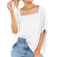 thumbnail image 2 of Timegard Womens Tops Square Neck Short Sleeve Comfy Casual Loose Top Basic T Shirt Oversized Blouse, 2 of 7