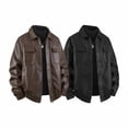 thumbnail image 4 of Dagegui Men's PU Jackets Stylish Zip-Up Leather Jacket Solid Color Fall Slim Fit Motorcycle Biker Coat with Chest Pockets Coffee XXL, 4 of 7