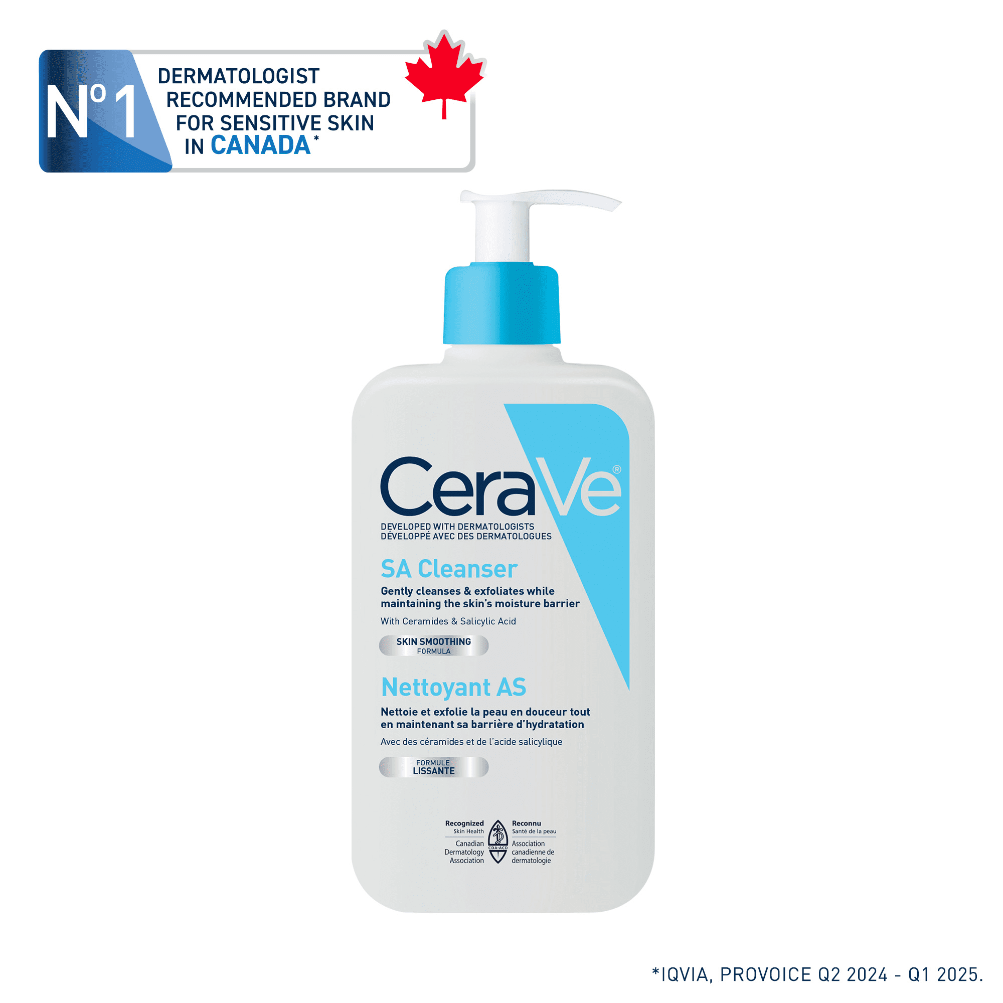 CeraVe Nettoyant SA, Gel Exfoliant à l'Acide Salicylique avec Vitamine D et Céramides pour Peau Rugueuse, 473 ml