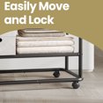 thumbnail image 3 of LEDREM Double Portant à Vêtements Roulant à Tige, Portant Mobile avec Tablette de Rangement et Sac à 3 Poches, Roues à 360° avec Freins, Noir Encre, 3 of 6