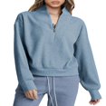 thumbnail image 1 of Solid Color Stand Collar Zipper Women‘s Loose Sweatshirt, 1 of 7