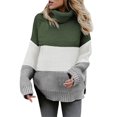 thumbnail image 2 of RKSTN Sweaters for Women Winter Casual Turtleneck Pullover Blouse Knitting Long Sleeve Patchwork Tops Sweaters Fall Sweaters, 2 of 7