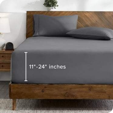 Bare Home Fitted Sheet - 24" Extra Deep Pocket - Premium 1800 Collection - Queen, Gray