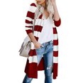 thumbnail image 2 of REDHOTYPE New Knitwear Contrast Stripe Long Cardigan Ladies Sweater Warm Jacket, 2 of 3