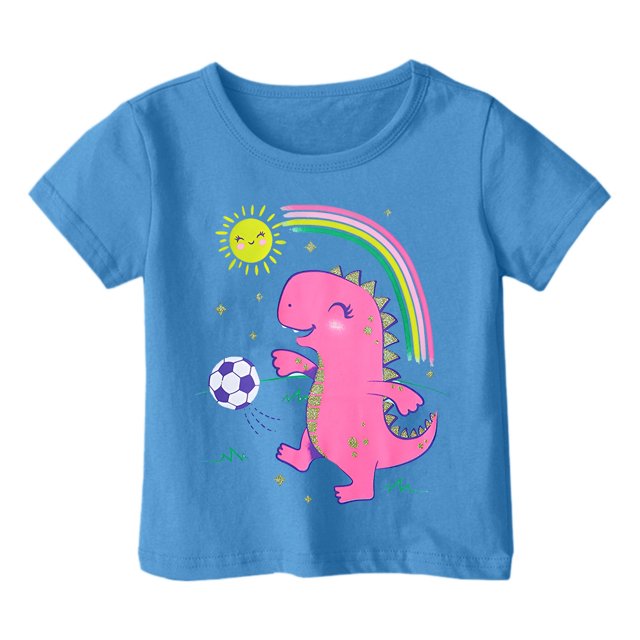 6x T-Shirt Lépreux Filles Garçon et Fille Mode Décontractée Imprimé Col Rond Manches Courtes T-Shirt Haut