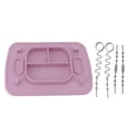 thumbnail image 2 of Ensemble de Table en Silicone pour Enfants, Assiette Compartimentée Sécuritaire à Succion avec 4 Attaches Jouets pour Bébés, Tout-Petits, Enfants, 2 of 8