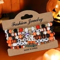 thumbnail image 2 of B Beaded Bracelet Set Gothic Layered Design For Women Accessories Jewelry Gift Stretch Fit Stackable Araneid Pumpkin Theme Resin Craftwork Party Fashion Durable Material Adjustable Size, 2 of 7