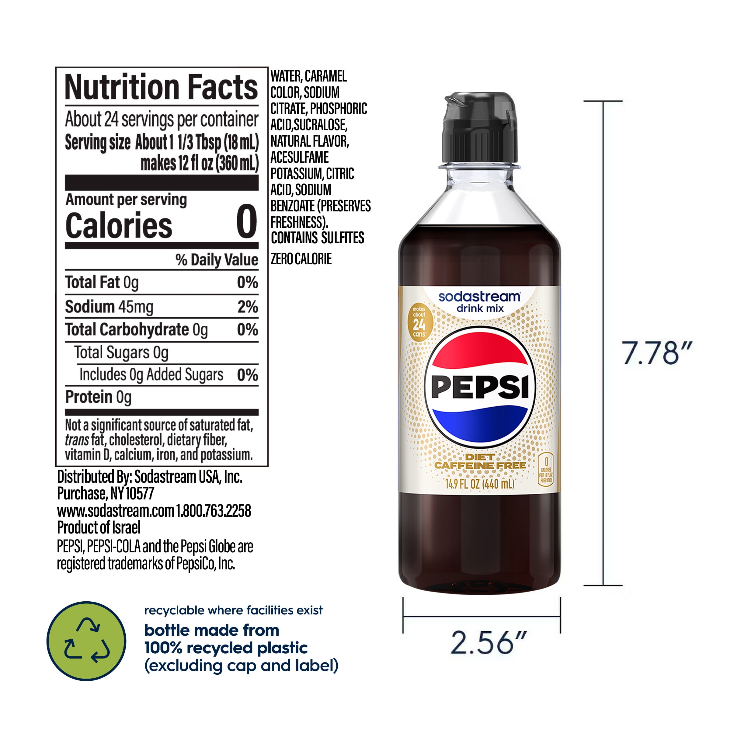 SodaStream Caffeine Free Diet Pepsi Drink Mix, 14.9oz