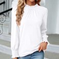 thumbnail image 2 of Chemise à Manches Longues pour Femmes, Mode Féminine, Col Rond Profond, Boutons Solides, Blouse à Manches Longues, Haut à Manches Longues pour Femmes, 2 of 4