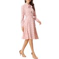 thumbnail image 4 of INSPIRE CHIC Robe Midi Ceinturée à Imprimé Floral Vintage en Mousseline à Manches Longues à Col Noué pour Femme TP Roses, 4 of 6