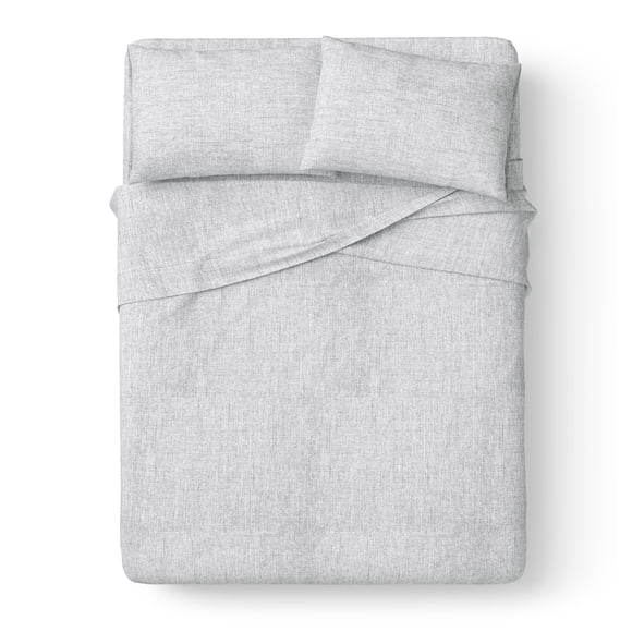 Mainstays Kids 220TC Cotton Chambray Gray Double, 4 Piece Sheet Set