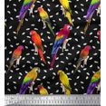 thumbnail image 1 of Soimoi Black Heavy Satin Fabric Macaw Parrot Bird Print Sewing Fabric Yard 56 Inch Wide, 1 of 3