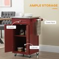 thumbnail image 4 of HOMCOM Kitchen Cart, Stainless Steel Top Small Trolley Towel Rack Red, 4 of 10