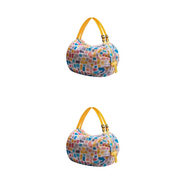 Decodeary Travel Items Safe And Organized Storage Bag Travel-friendly Beach Bag Handbag yellow plaid 2Set