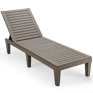 Topbuy Chaise Longue de Patio Dossier Réglable Intérieur et Extérieur - Ensemble de 1, Brun