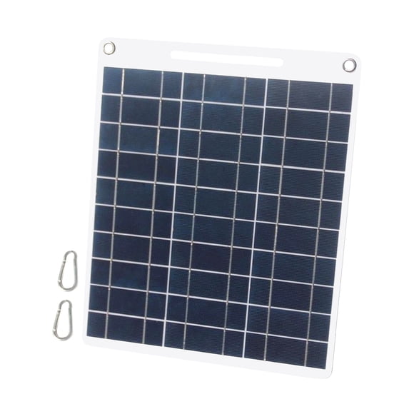 Mistaha 13W 5V Panneau Solaire avec Double Port USB 2PCS Mousqueton Silicium Polycristallin Cellule Solaire pour Camping en Plein Air Escalade Randonnée Voyage Compatible pour les Smartphones iPhone