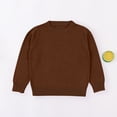 thumbnail image 2 of SERTG Child and Child Sweater Kids Fall Solid Color Plaid Kids Crew Neck Soft Knit Pullover Tops Winter Long Sleeve Round Neck Sweaters(Brown#1,8-9 Years), 2 of 5
