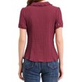 thumbnail image 3 of INSPIRE CHIC Chemise Douce à Col Claudine Vintage pour Femme, Boutonnée, S Rouge Foncé, 3 of 8