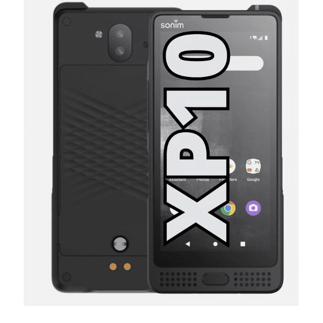 Refurbished Sonim XP10 XP9900 unlocked 5G GSM rugged Android smartphone with a 5.5-inch display and 128GB storage. Certified refurbished with minimal cosmetic damage, passed full diagnostics, and includes a charger. Front and rear views of the device are shown.