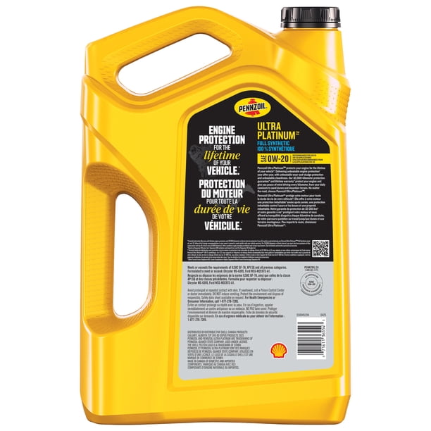 Pennzoil Ultra Platinum 0W-20 Full Synthetic Motor Oil, 5 Litre (3