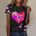 thumbnail image 2 of PMUYBHF camisole Noire pour Femmes, Mode, Imprimé Amour, Col Rond, Manches Courtes, T-Shirt Décontracté (1), 2 of 5
