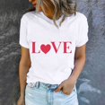 thumbnail image 5 of Meichang T-Shirts pour Femmes Hauts de la Saint-Valentin Imprimé Cœur Mignon T-Shirts Manches Courtes Col Rond Blouses de Vacances en Liquidation, 5 of 5
