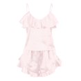 thumbnail image 1 of B91xZ Pyjamas pour Femmes Col en V Lingerie Aguichant Satin Pyjama Ensemble Cami Shorts, Rose P, 1 of 4