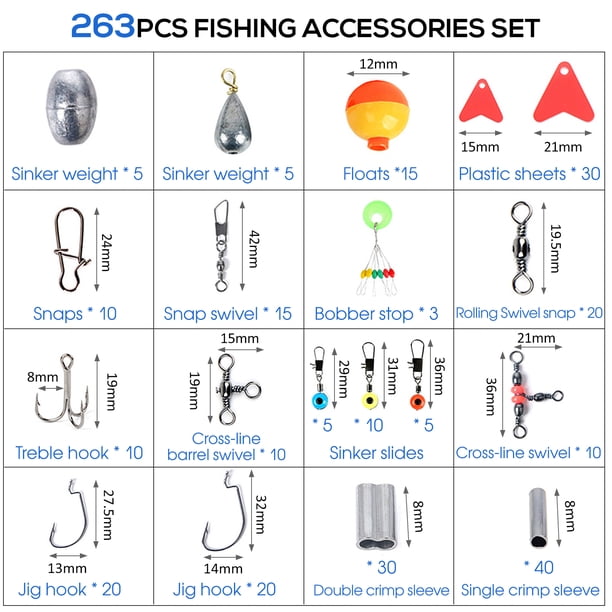 263pcs Fishing Accessories Set with Tackle Box Including Plier Jig