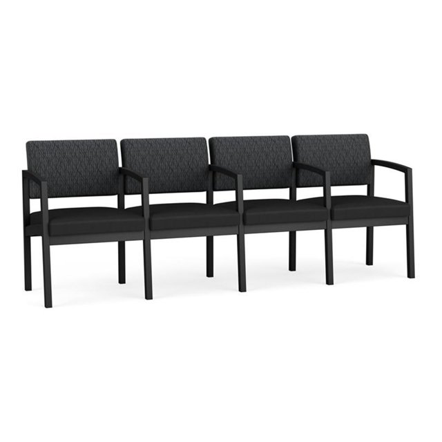 Fauteuil d'Attente de Réception Lenox en Acier à 4 Places / Acier Noir / Gris Foncé / Noir