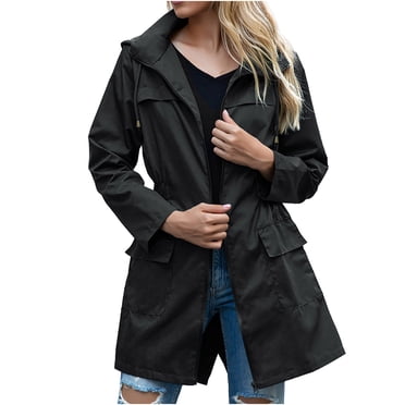 Pisexur Manteau de Pluie pour Femme Long Imperméable avec Capuchon Coupe-Vent Léger d'Extérieur Manteau de Pluie Imperméable pour Ski en Plein Air