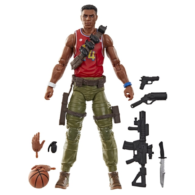 G.I. Joe Classified Series No 189, Figurine d'Action Bradley “Big Lob” Sanders en Chandail de basketball Rouge avec Numéro 44 et Pantalon Tactique Vert olive, avec Bras Articulés Musclés. Comprend Huit Accessoires : Mains Alternées Dont une Tenant un basketball, une grenade, un Pistolet, un Lance-Grenade alley-oop, un Fusil Décolorant, un Couteau de combat et de l'Équipement Tactique à Bretelles sur la Poitrine et les Jambes. Idéal pour des collections Détaillées de Figurines d'Action et des poses Dynamiques.
