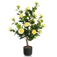 thumbnail image 1 of Gymax 38'' Artificial Camellia Tree Faux Floral Plant Fake Tree for Decoration Yellow, 1 of 7