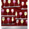 thumbnail image 1 of Soimoi Poly Georgette Fabric Wine Glass Bar Printed Craft Fabric by the Yard 52 Inch Wide, 1 of 3