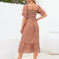 thumbnail image 4 of MEZZALL Robe Femme Florale à Encolure Carrée Robes Midi Robe de Maternité Enceinte Décontractée Robe Trapèze Longue Fluide à Smocks Coupe Décontractée Tenue Quotidienne TG, 4 of 5