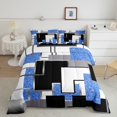 thumbnail image 2 of YST Boys Abstract Bedding Sets Toddler Size Geometric Sequins Comforter Set For Kids Teen Blue Black Grey Checkered Bed Comforter Set Fashion Square Grids Quilt Duvet, 2 of 6