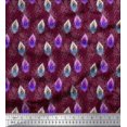thumbnail image 1 of Soimoi Purple Poly Georgette Fabric Peacock Feather Printed Craft Fabric by the Yard 52 Inch Wide, 1 of 3